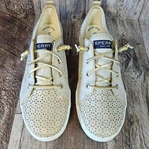 Sperry Top-Sider Crest Vibe Perf Sneaker SZ 5.5 Champagne Gold Memory Foam Tan S